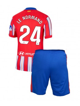 Atletico Madrid Robin Le Normand #24 Heimtrikotsatz für Kinder 2024-25 Kurzarm (+ Kurze Hosen)